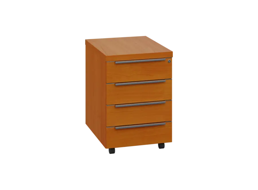 SIKZ - 01 kontejner pojízdný, 4-zásuvkový, deska 18 mm, zámek na první zásuvce, třešeň šumavská